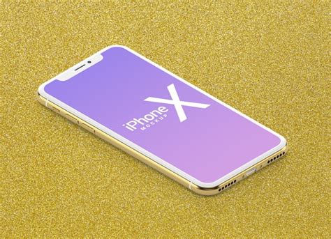 Golden Isometric Iphone X Mockup Free Psd Templates
