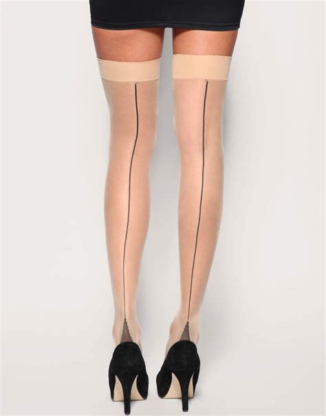 Asos Collection Asos Nude With Black Seam Stockings In Natural Lyst
