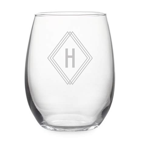 Monogram Stemless Wine Glasses Set Of 4 West Elm