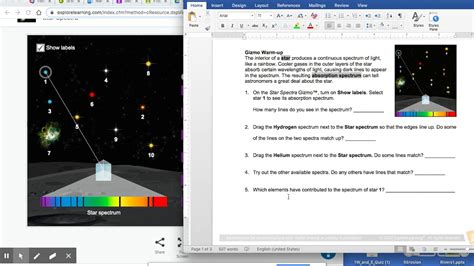 To begin, check that this equation is shown: Star Spectra Gizmo - YouTube