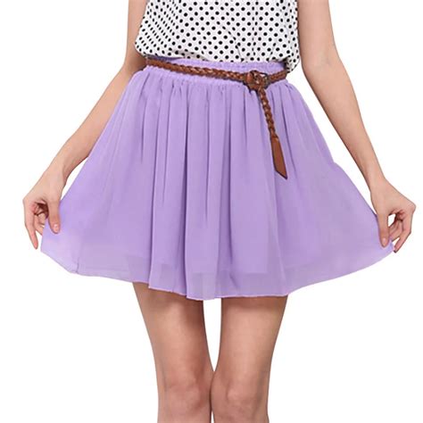 danjeaner two layer summer mini chiffon skirts fashion casual candy colors pleated skirts women