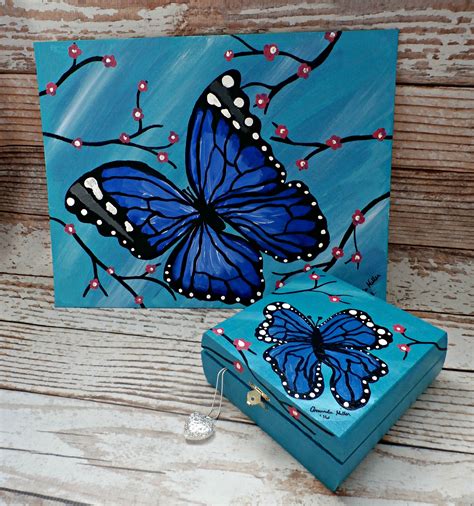 Beautiful Blue Butterfly Acrylic On Canvas Painting Butterfly