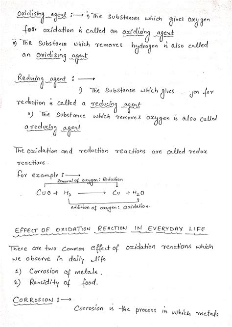 Chemical Reaction And Equation Handwritten Notes For 10th