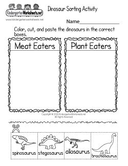 Free Kindergarten Dinosaur Worksheets - Using dinosaurs as fun learning