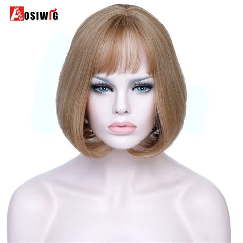 Aosiwig Short Blonde Bob Hair Wig Women Heat Resistant Blonde Synthetic