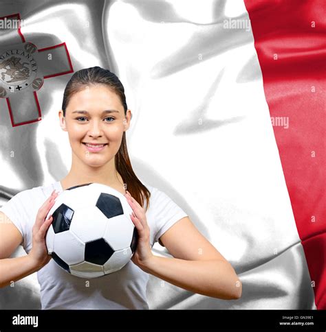 Proud Woman Football Fan Of Malta Stock Photo Alamy