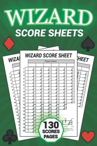 Wizard Score Sheets 130 Large Score Pads For Scorekeeping Wizard Card