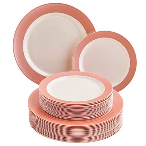 Coral Party Plates Disposable 40 Pc Dinnerware Set 20 Dinner Plates