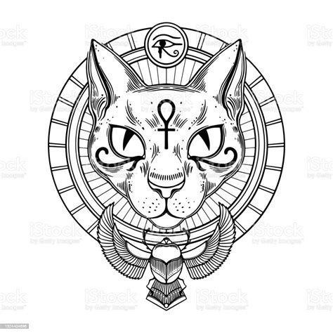 egyptian goddess cat bastet stock illustration download image now domestic cat egypt