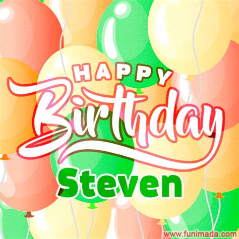 Happy Birthday Image For Steven Colorful Birthday Balloons 