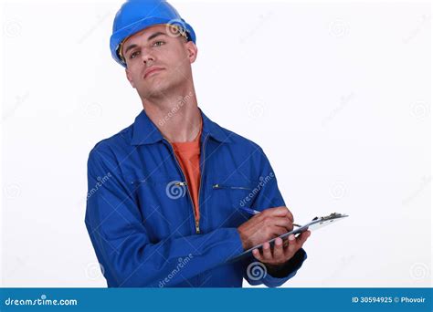 Workman With A Clipboard Stock Image Image Of Technician 30594925