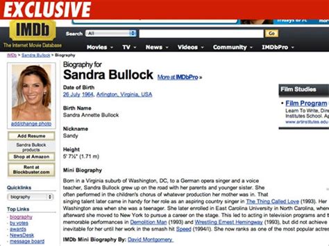 Sandra Bullock's IMDb Profile Says 'Separated'
