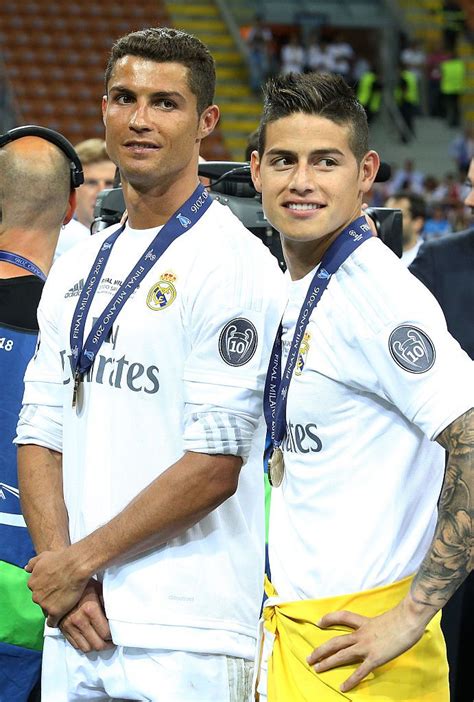 Cristiano Ronaldo And James Rodriguez Of Real Madrid Celebrates