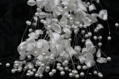 White Flower And Pearl Spray Beaded On Illusion Wire Wedding Etsy