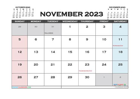 2023 Calendar December Printable Template Calendar