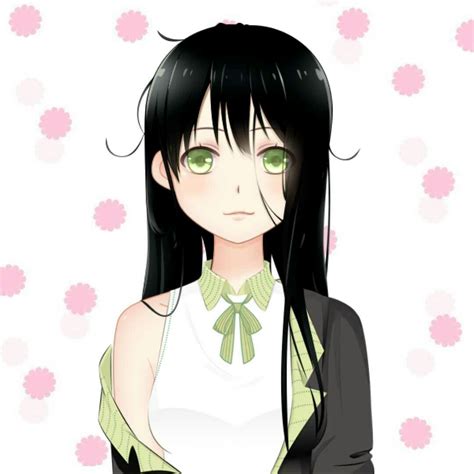 Anime Girl With Curly Black Hair And Green Eyes