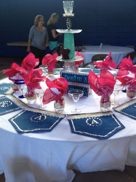 Denim And Diamonds Themed Luncheon Table Decorations Diamond Theme