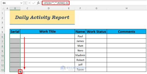 Daily Work Log Excel Template