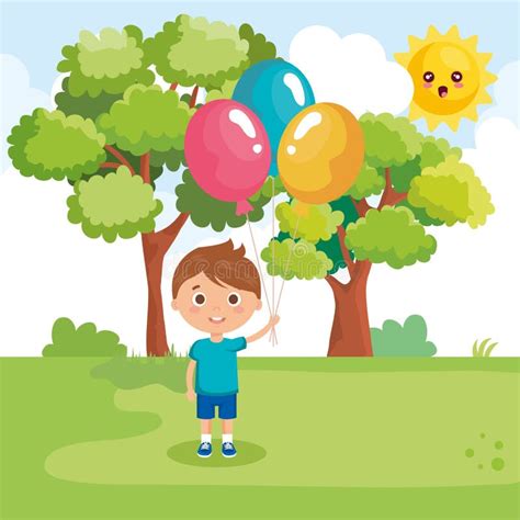 Little Boy Playing On The Park Stock Vector Illustration Of Little