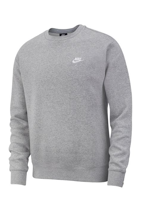 Nike Cotton Crew Neck Club Jumper Grey In D Gr Hwhite Gray For Men