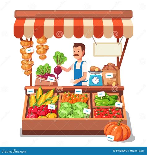 Local Farmer Shopkeeper Vector Illustration 70538562