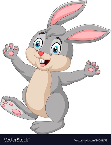 Happy Rabbit Cartoon Isolated On White Background Vector Image