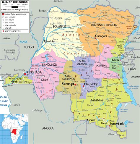 República Democrática Do Congo Mapas Geográficos Da República