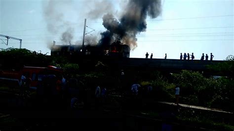 Chennai Mrts Train Catches Fire At Perungudi Youtube