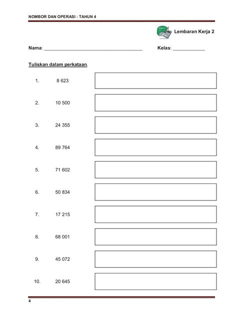 Matematik Tahun Menulis Nombor Dalam Bentuk Angka Dan Perkataan The