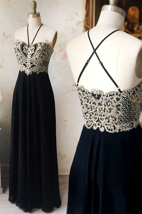 black sweetheart lace applique long prom dress black evening dress dresstby