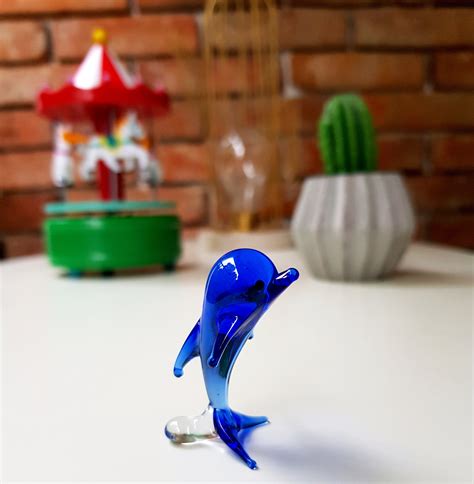 Glass Dolphin Figurine Handblown Color Glass Sea World Etsy