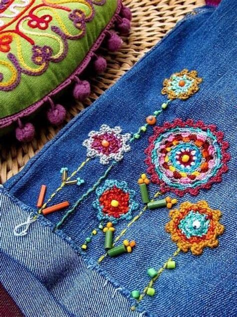 embroidery   jeans simple craft ideas