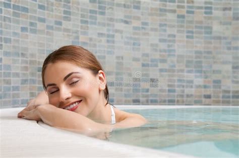 Spa Couple Relaxing Enjoying Jacuzzi Hot Tub Stock Image Image Of Lady Bath 31392159