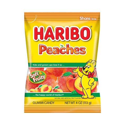 Haribo Peaches Gummy Candy Bag 4 Oz