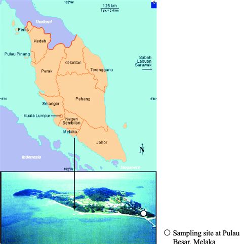 Map Of Malaysia Showing Melaka And Pulau Besar 02˚0602˚06640 N
