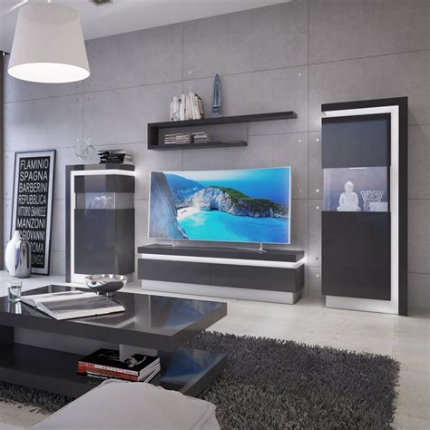 Maybe you would like to learn more about one of these? Grey high gloss sideboard with glass front - Homegenies