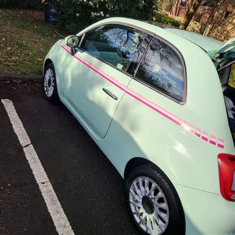 Zen Graphics Fiat 500 Pink Side Stripes Stickers Factory Fit
