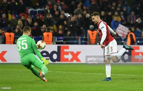 Aaron Ramsey Scores Arsenals 2nd Goal During The Uefa Europa League