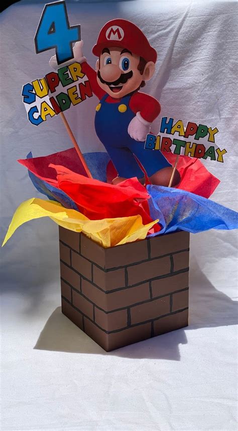 Super Mario Inspired Centerpieces Etsy Super Mario Birthday Party