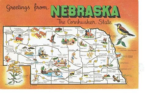 Greetings From Nebraska State Map Vintage Postcard The Etsy In 2020