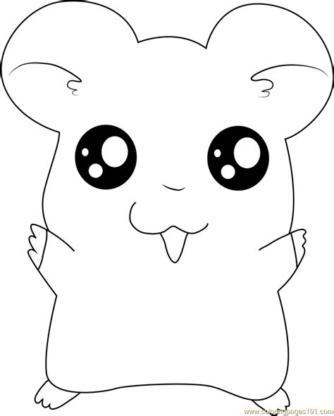 Hamtaro say Hi Coloring Page for Kids - Free Hamtaro Printable Coloring