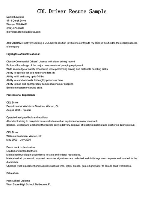 The three most common resume formats are chronological, functional and combination. Driver Resumes: CDL Driver Resume Sample