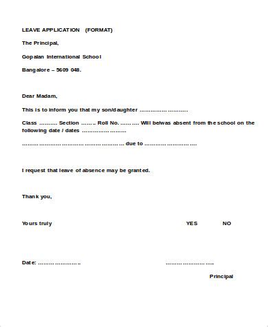 I want to inform that i am going abroad on leave for one week for my medical checkup. Simple Leaves Application Form Template - Excel Template