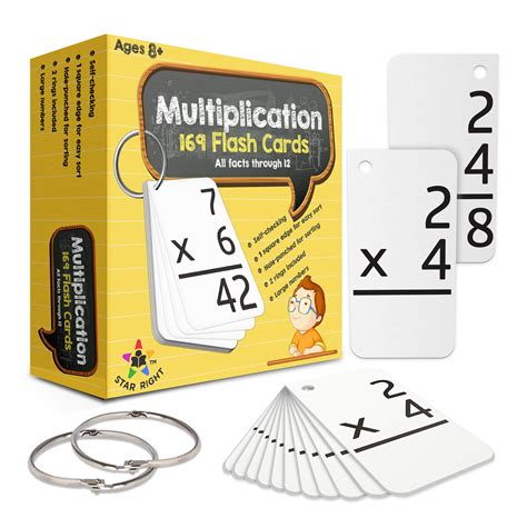 Buy Star Right Math Flash Cards Multiplication Flash Cards 169 Hole