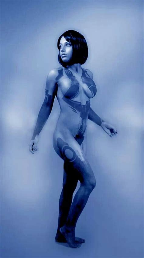 Cortana Cosplay Model Body Paint. 