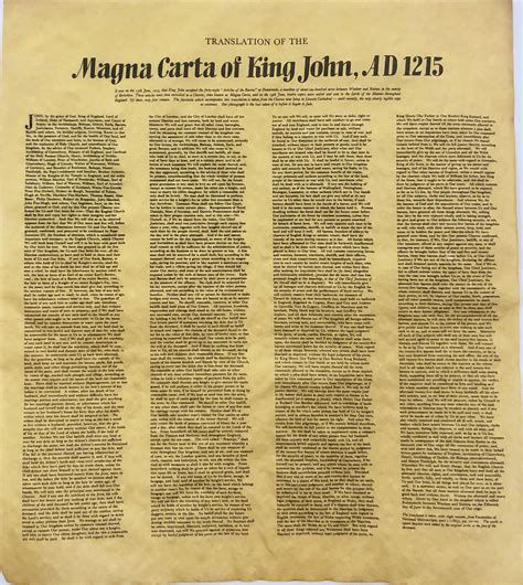 Poster Print Magna Carta Of King John 1215 Reproduction Old Etsy