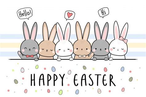 Cute Rabbit Bunny Happy Easter Cartoon Doodle Wallpaper Download On
