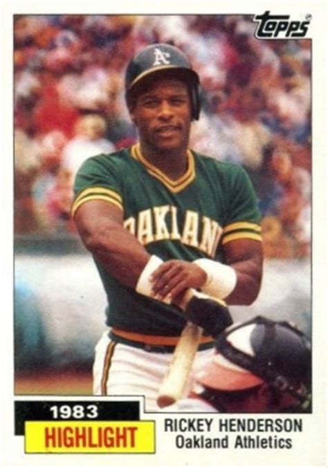 It's really the perfect image of henderson, arms tensed, body shifted slightly backward as he prepares to uncoil all kinds of chaos. 1984 Topps Rickey Henderson #2 Baseball Card Value Price Guide