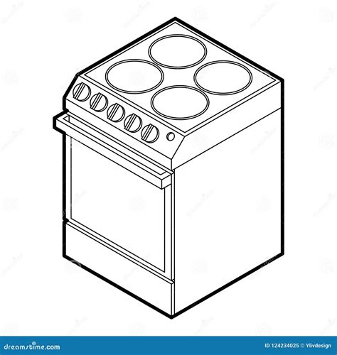 Modern Electric Cooker Icon Outline Style Stock Illustration