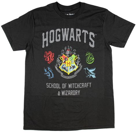 Harry Potter Hogwarts Crest Mens Black T Shirt